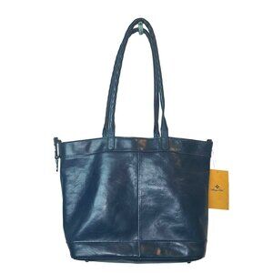 Patricia Nash Mallory Leather Tote Caribbean Blue, "Vintage Leather", NWT
